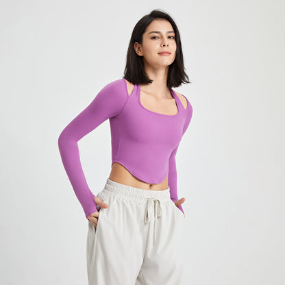 Long Sleeve Workout Top With Chest Pad